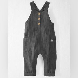 Little Planet Carters Baby Organic Cotton Gauze Overalls in Dark Gray 18m